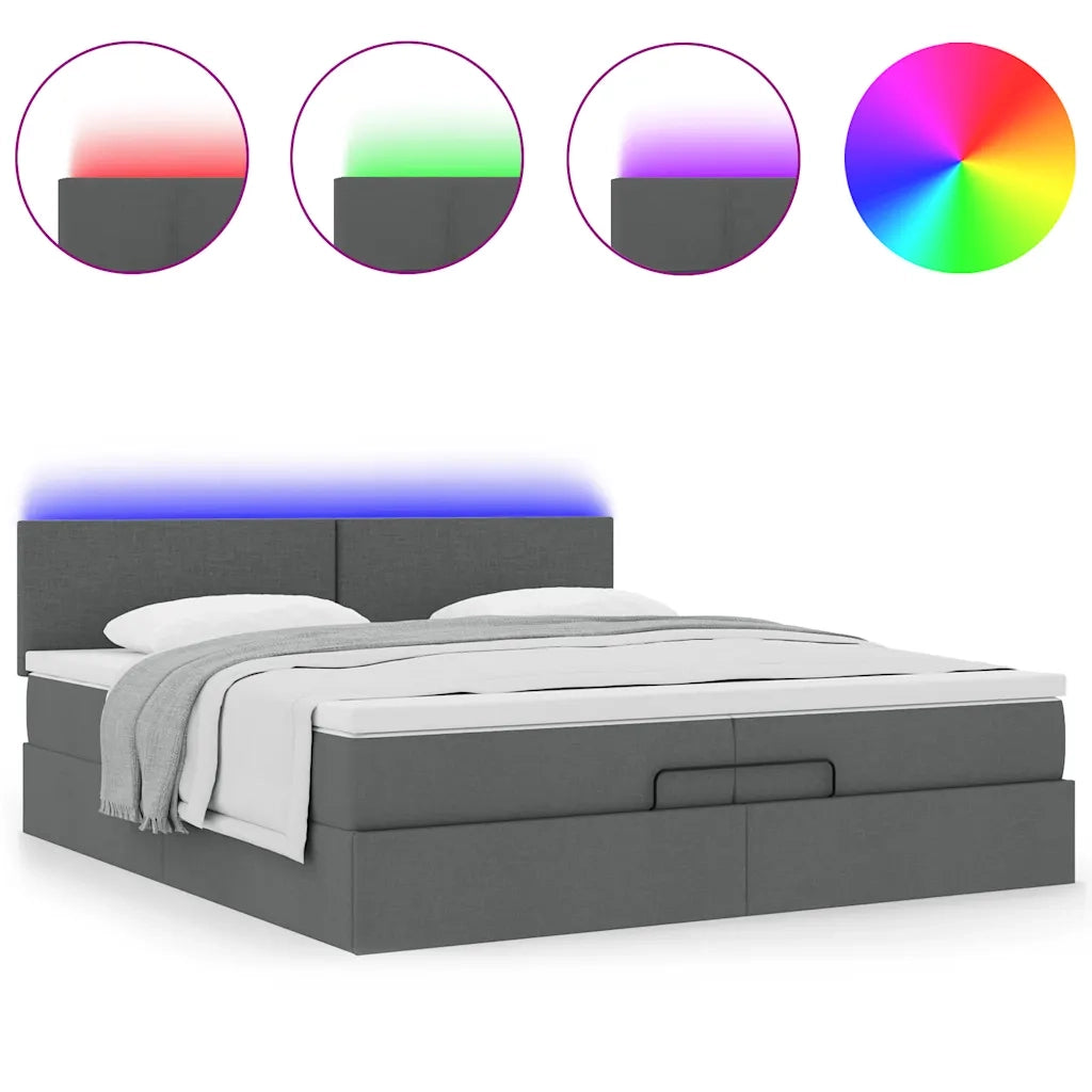 Struttura Letto Pouf con Materassi 200x200 cm in Tessuto 3312251