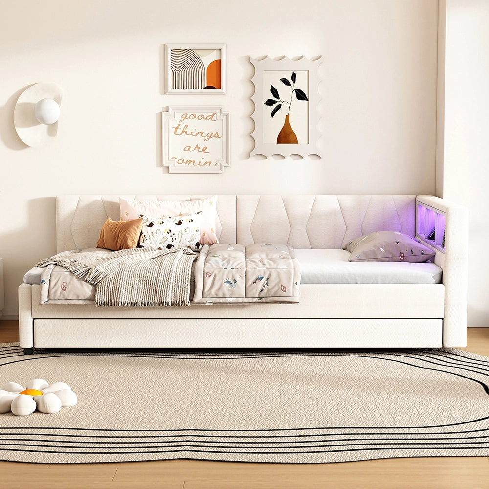 Daybed - Xylo - 90x200 cm LED USB contenitore beige