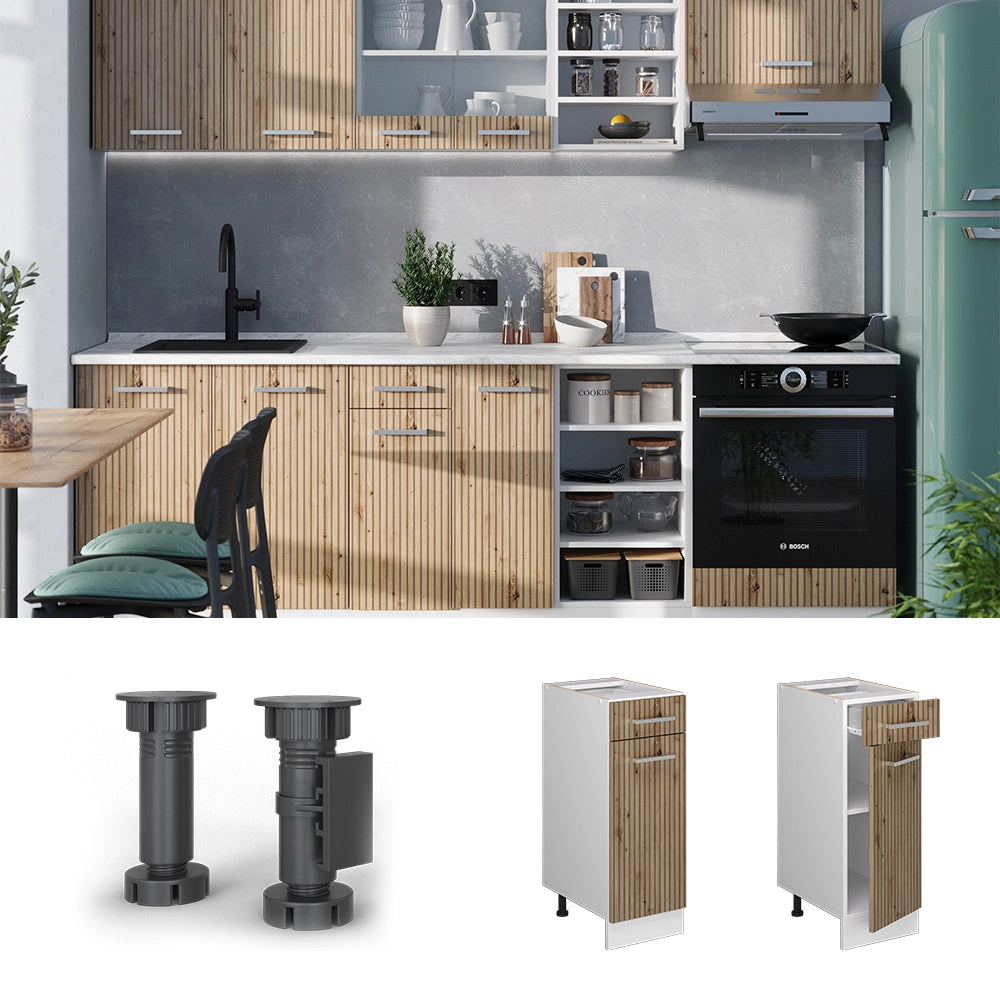 Vicco Mobiletto base per cucina Rovere artigianale 30 cm , PL Marmo