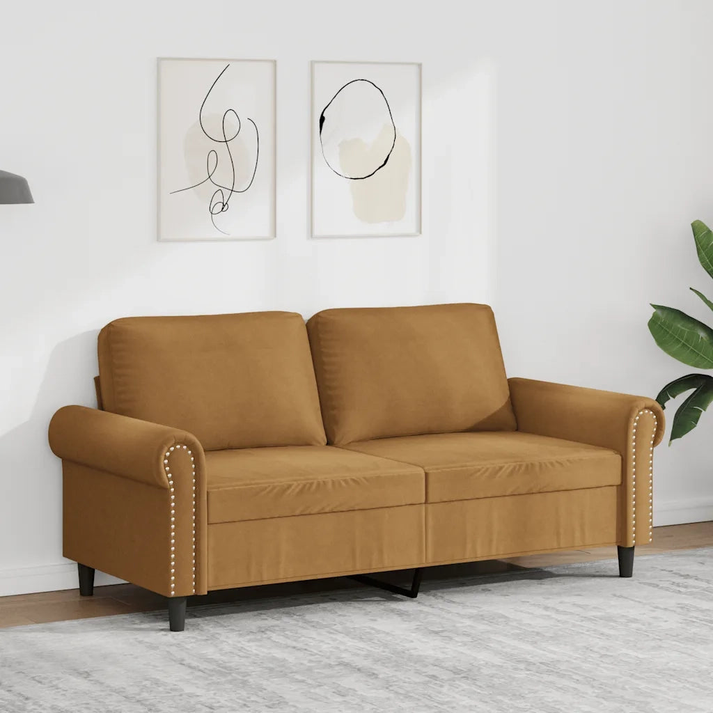 Divano | Divano da soggiorno | Sofa a 2 Posti Marrone 140 cm in Velluto