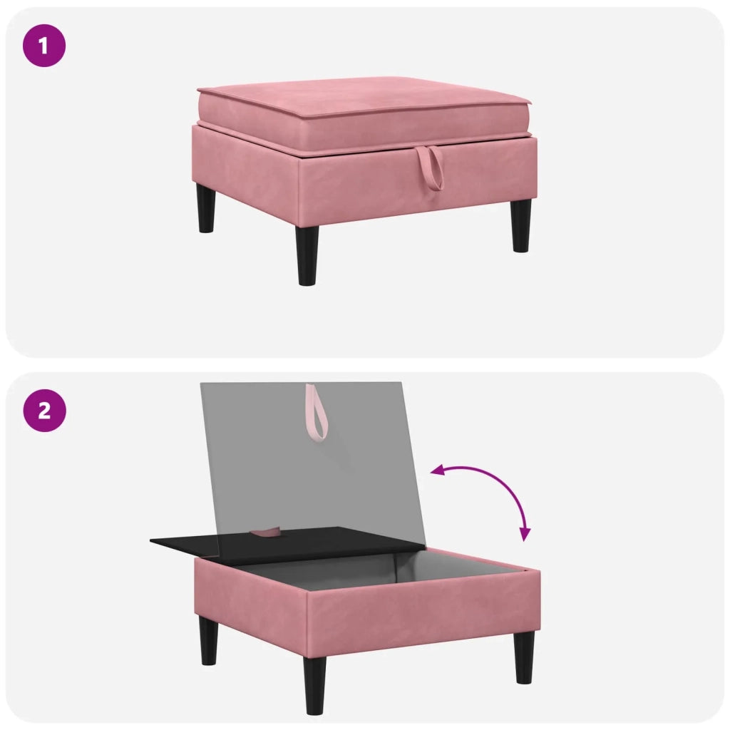 Pouf con Storage Rosa Velluto 42027136