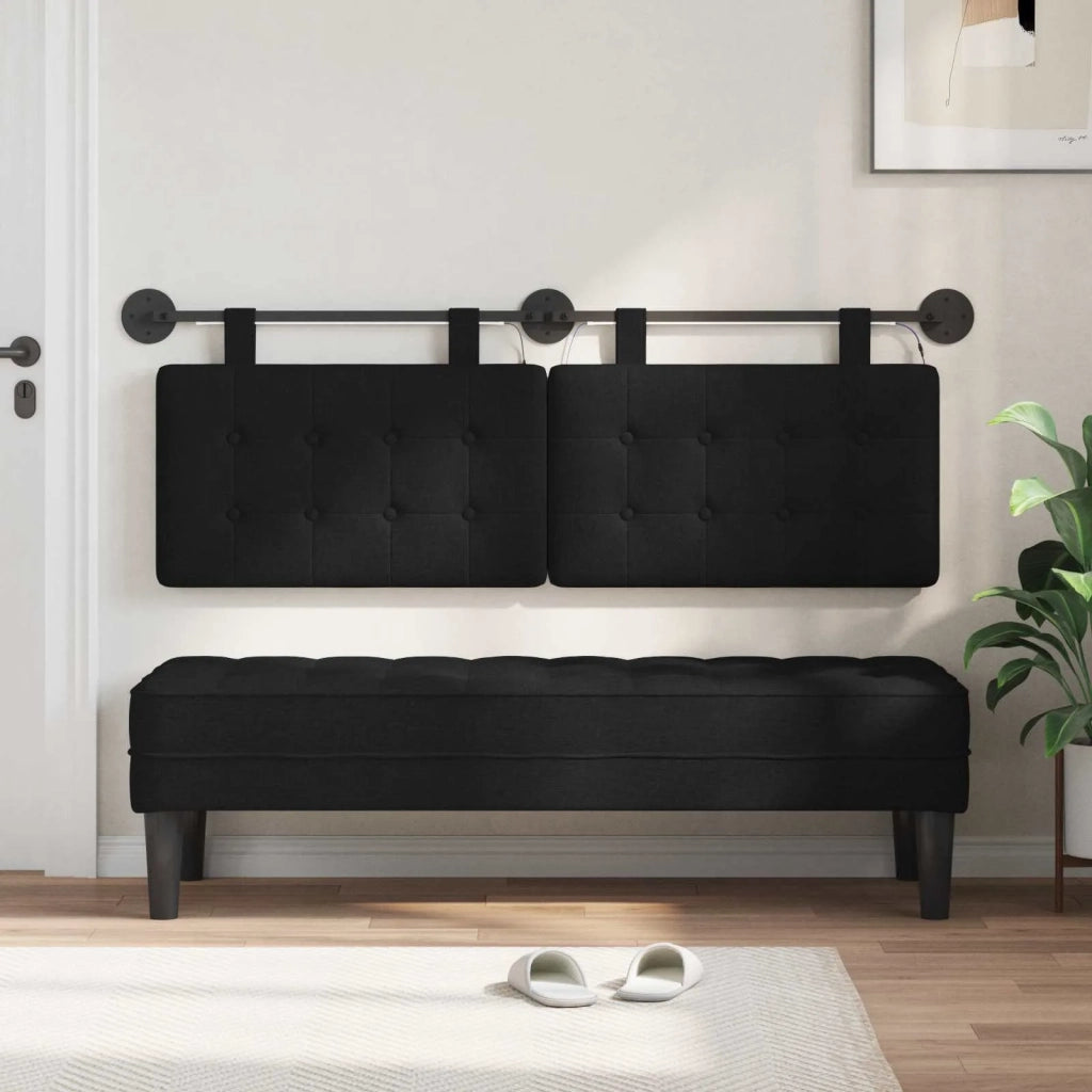Testiera sospesa Con luce LED Nero Tessuto 3424431