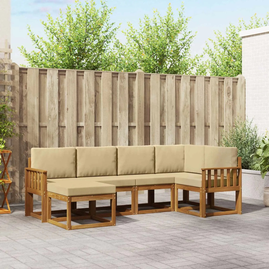 Set di divani da esterno con cuscino 6 pcs Naturale e Beige 3366636