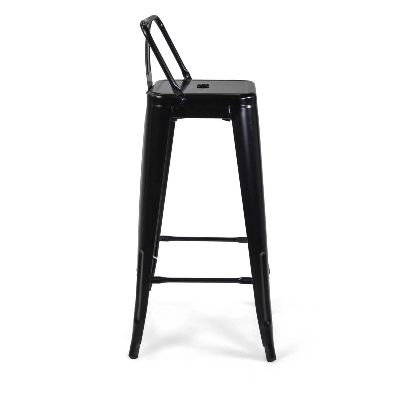 Sgabello ferro new bristol nero con schienale cm 42x42h77/95,5