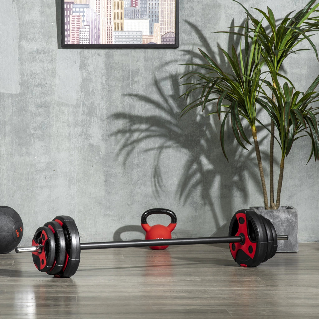 Set Bilanciere e Dischi 20kg ¨C Minimal ¨C Nero e Rosso ?17x140 cm