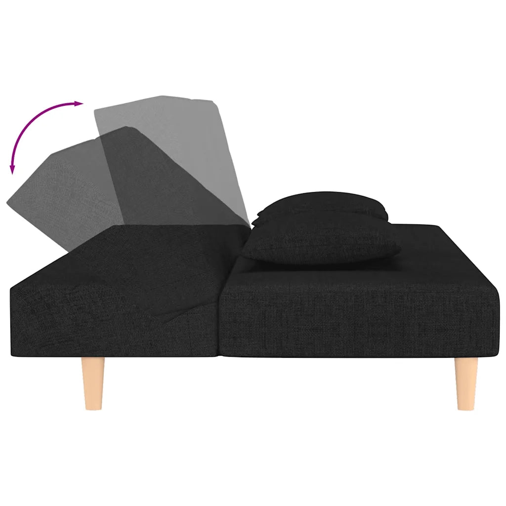 Divano letto | Sof¨¤ letto | Letto singolo a 2 Posti con 2 Cuscini Nero in Tessuto