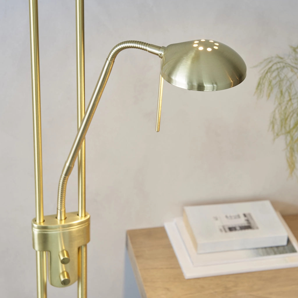 Lampada da terra Rome ottone satinato lettura Endon