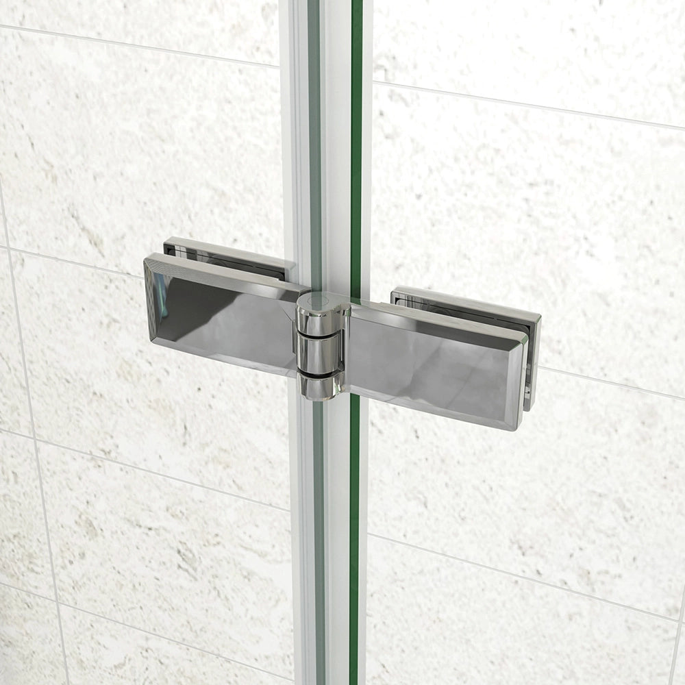185 cm Box Doccia a Tre Lati Porta Pieghevole a Libro 100 cm Doppia Parete Fissa 90 cm Vetro da 6 mm Temperato Anticalcare Barra Stabilizzatrice 45 cm Cromo Lucido