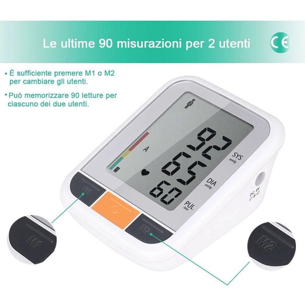 Trade Shop - Misuratore Pressione Sanguigna Sfigmomanometro Automatico Da Braccio Aritmia -