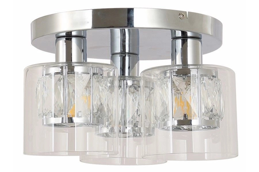 Plafoniera rotonda cromata Elmo 3 luci E14 Reality