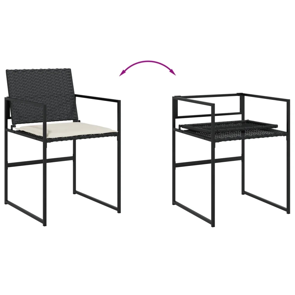 Set da Pranzo da Giardino 5 pz Nero con Cuscini in Polyrattan 3295058