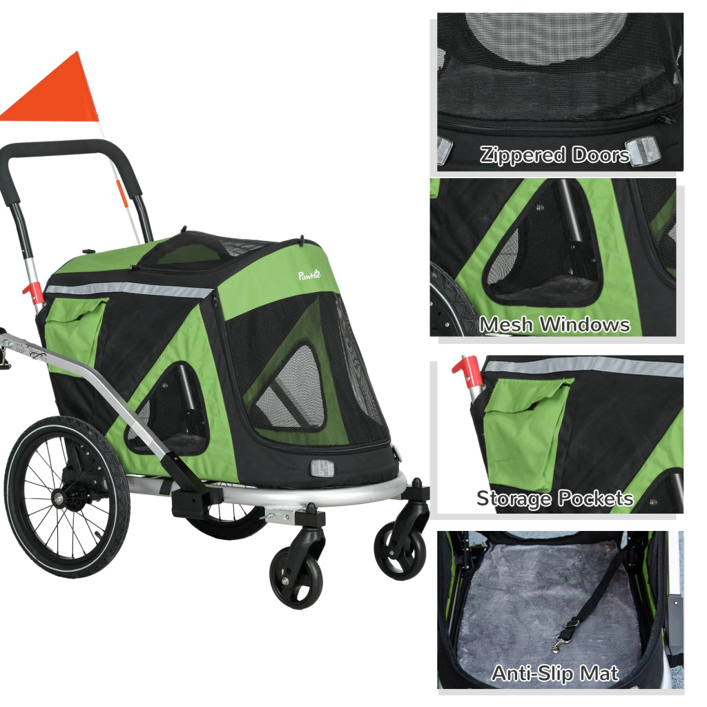 Carrello per Cani 2 in 1 ¨C Minimal ¨C Verde 150x68x95 cm