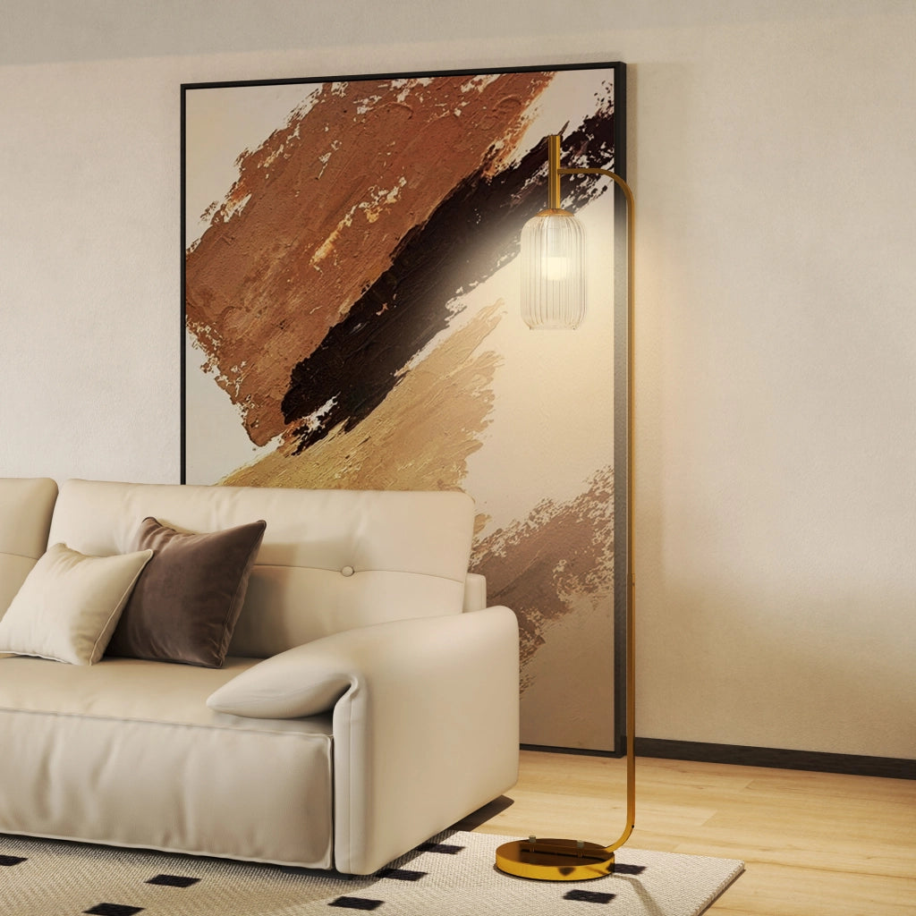 Lampada da terra ¨C Minimal ¨C metallo oro 29x25x152 cm