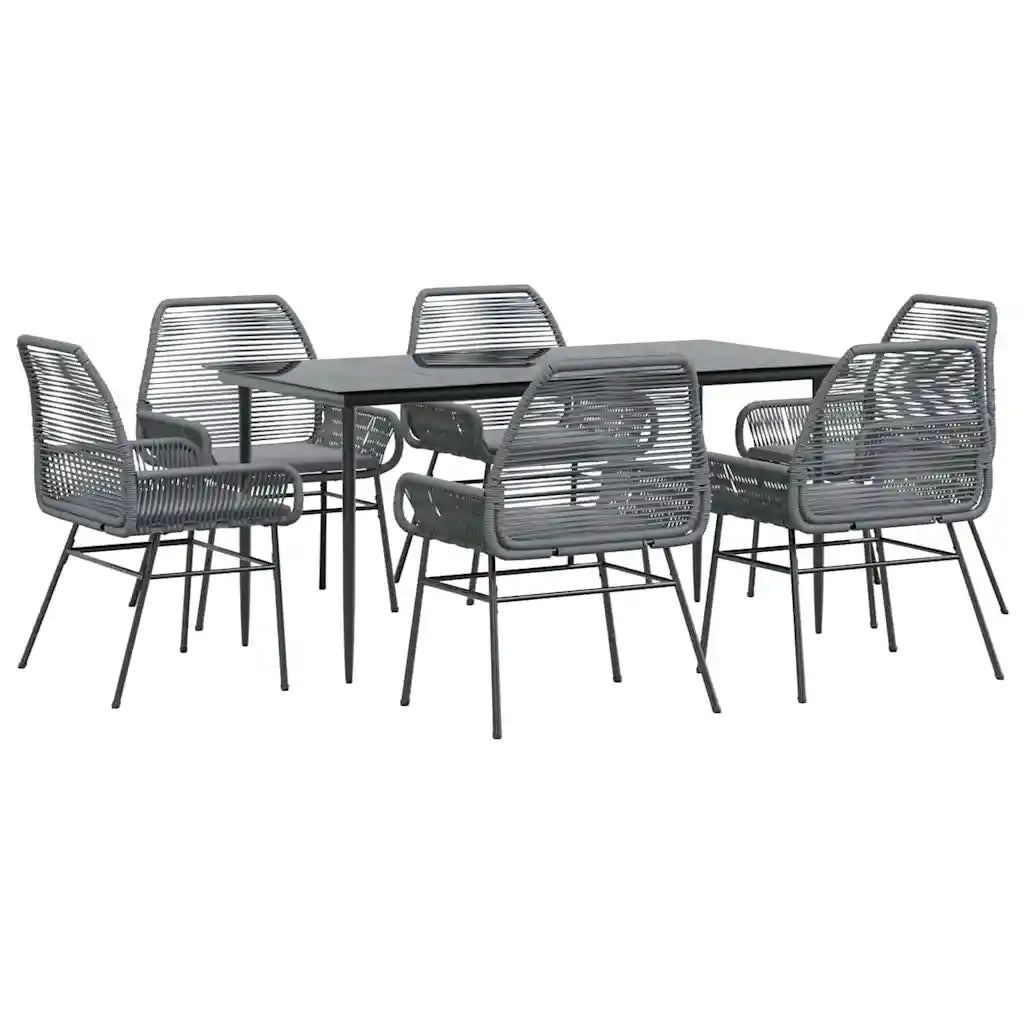 Set da Pranzo da Giardino 7 pz con Cuscini Polyrattan Vetro 3334482