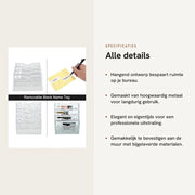 Organizzatore per la parete con 5 contenitori - Materiale in metallo duraturo - Progettazione mesh elegante - Ideale per documenti e carte - Organizzatore per la scrivania con parete