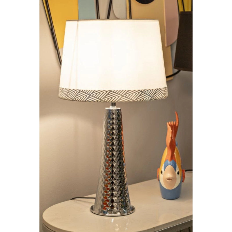 Lampadelle A Da Tavolo Tower Argento cm ø 30x54