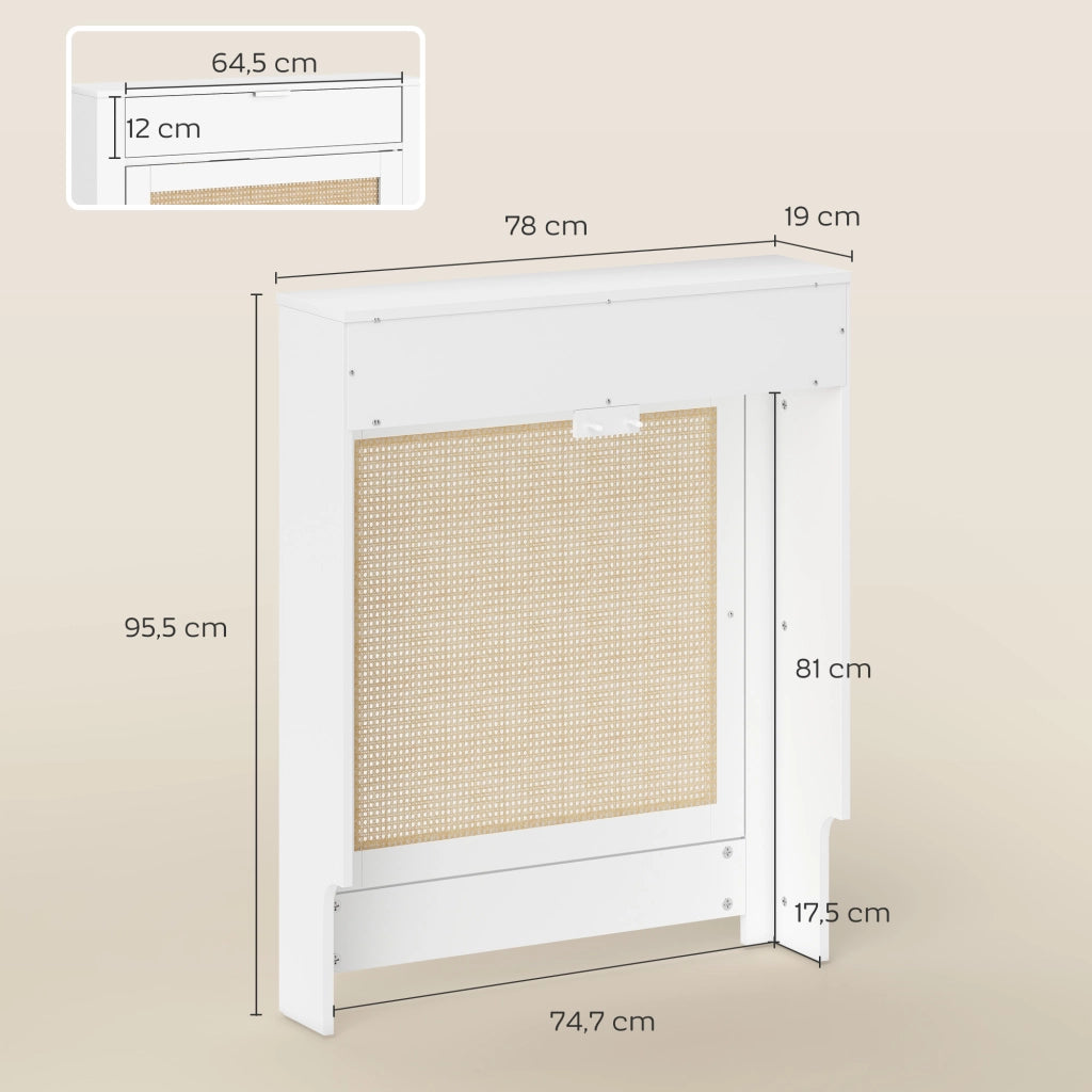 Copritermosifone con Anta e Rattan Design Boho ¨C Xylo ¨C Bianco
