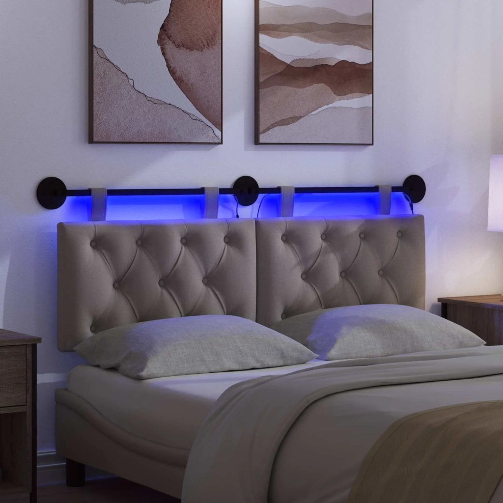 Testiera sospesa Con luce LED Tortora Tessuto 3424631