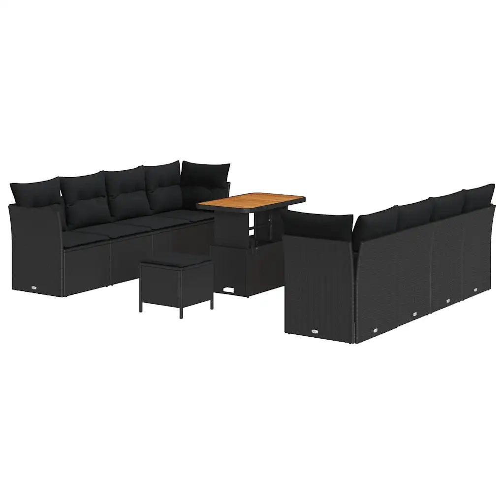 Set Divano da Giardino 11 pcs Nero polyrattan 3361459