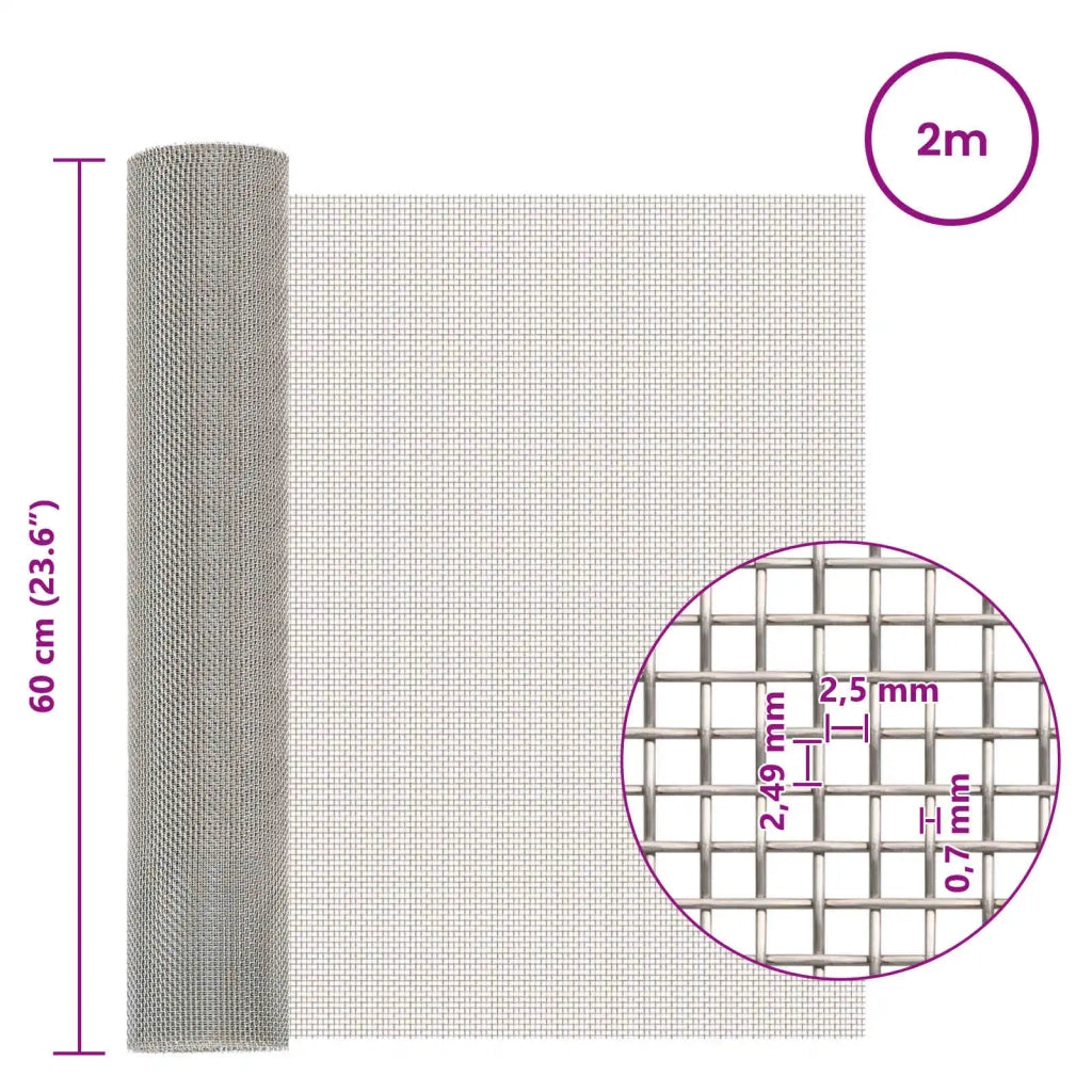 Rete per schermatura 60 x 200 cm 8 Mesh Argento 42039668