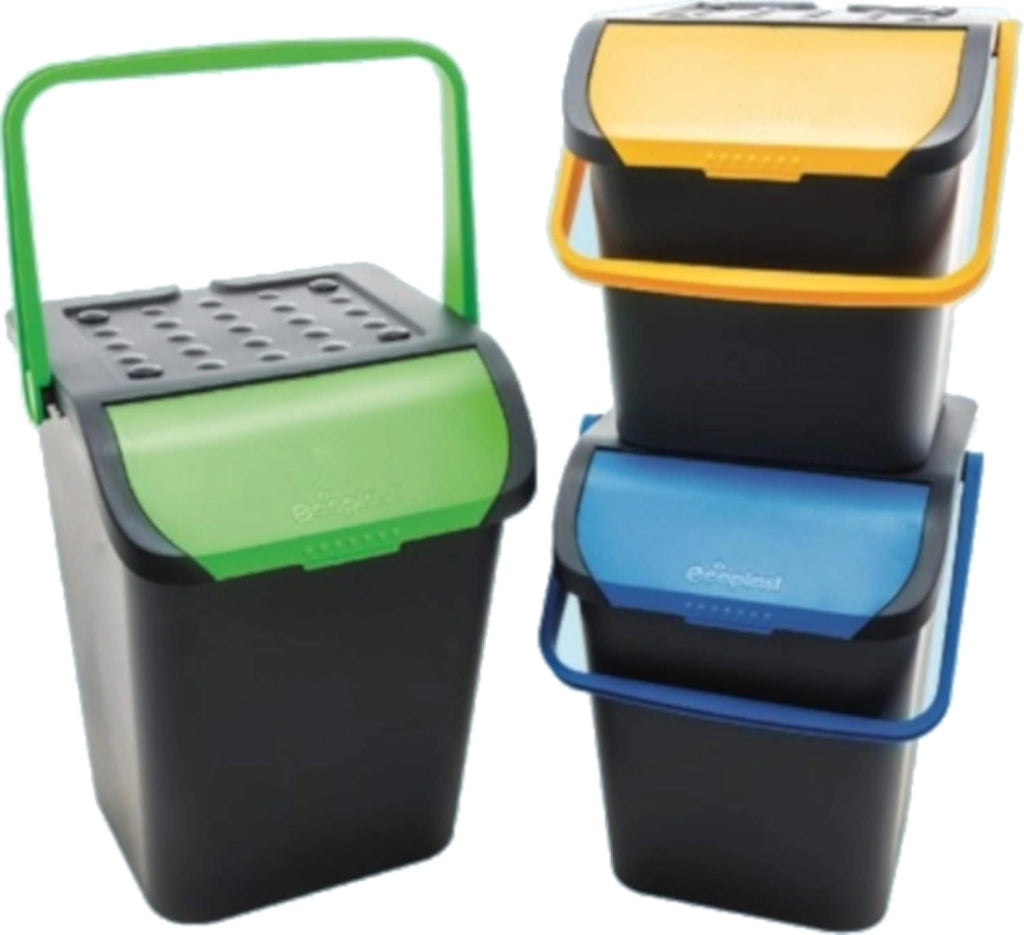 PATTUMIERA PER RACCOLTA DIFFERENZIATA SET 'ECOLOGIC TRIS' cm 38 x 36,5 x h.37 - 28 lt. (misura singolo secchio)  - ECOPLAST