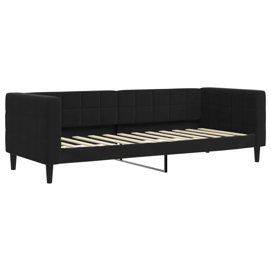 Divano letto | Sof¨¤ letto | Letto singolo Estraibile con Cassetti Nero 80x200 cm in Velluto