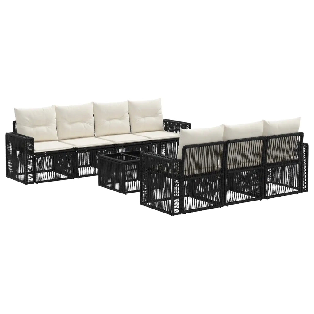 Set Divano da Giardino 8 pz Nero polyrattan 3435061
