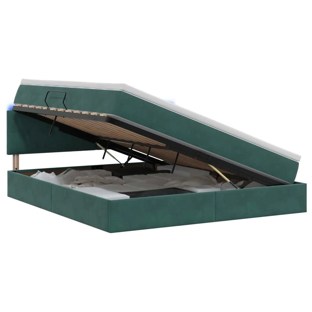 Letto con contenitore LED e materasso Verde Scuro 140 x 200 cm 3459255