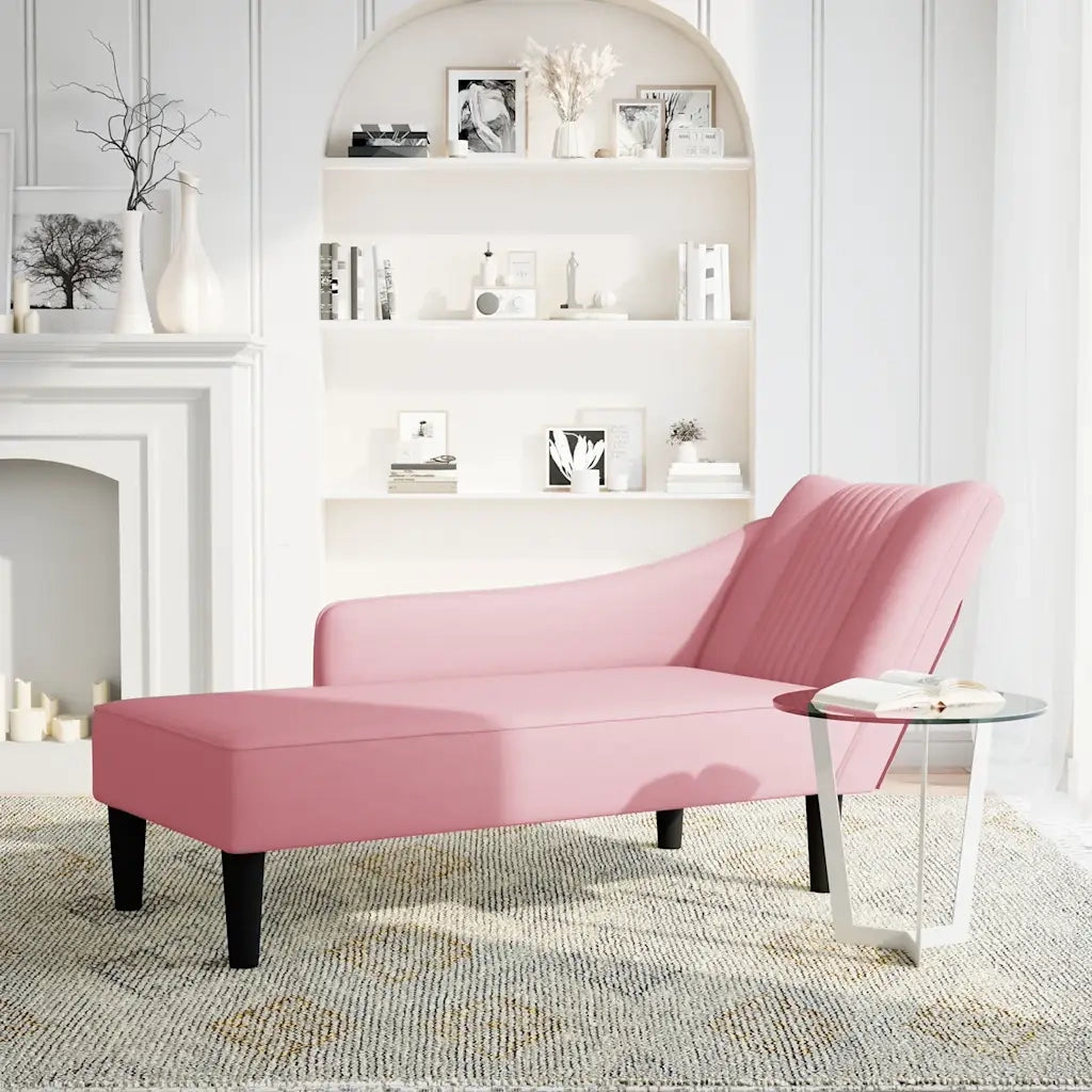 Sdraio con Bracciolo Destro in Velluto Rosa 4009795
