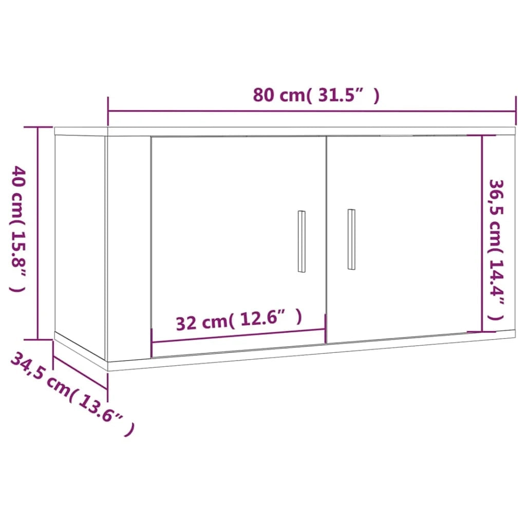 Mobile TV multimediale da parete mensola TV credenza TV per sala da pranzo soggiorno camera da letto 2 pezzi Sonoma 80 x 34,5 x 40 cm grigio 02_0029018