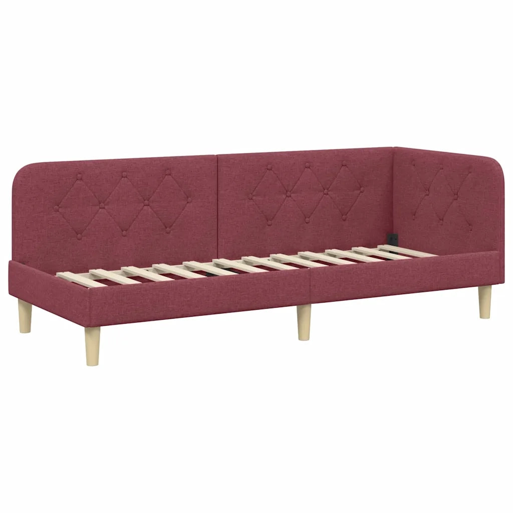 Cornice del letto ad angolo Rosso Vino 80 x 200 cm Tessuto 42016556