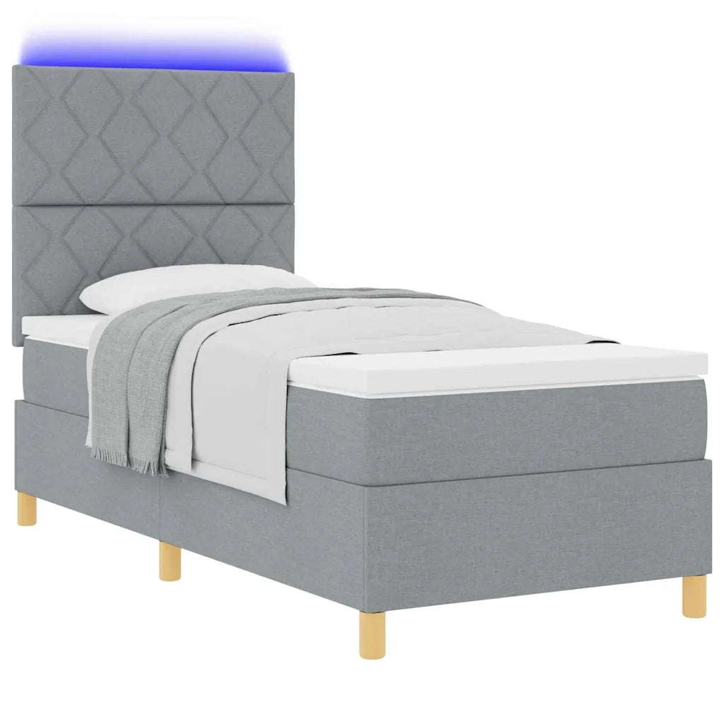 Letto a Sorgente LED Grigio chiaro 100 x 200 cm Tessuto 3343152