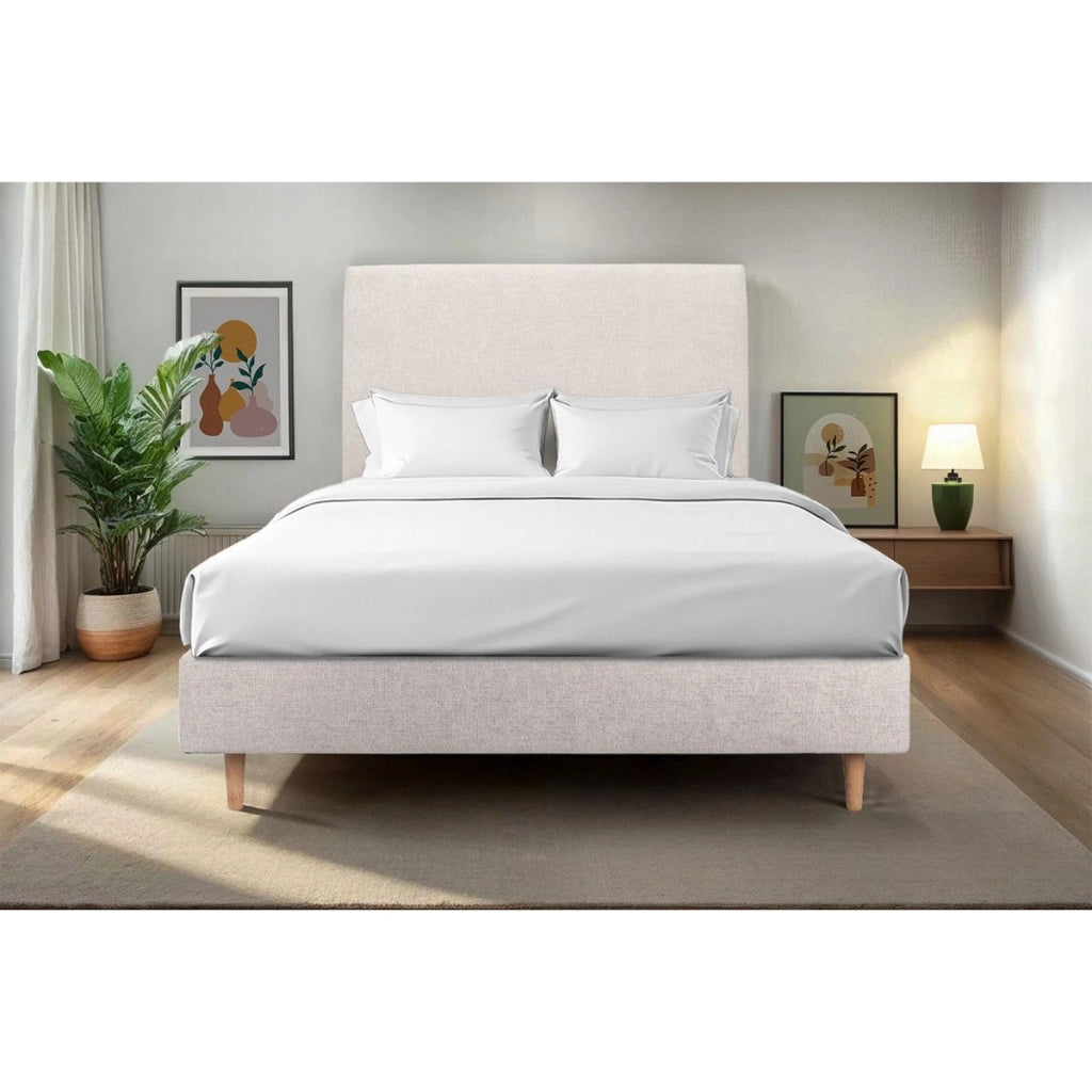 Testiera in tessuto natté beige chiaro liscio L135 cm