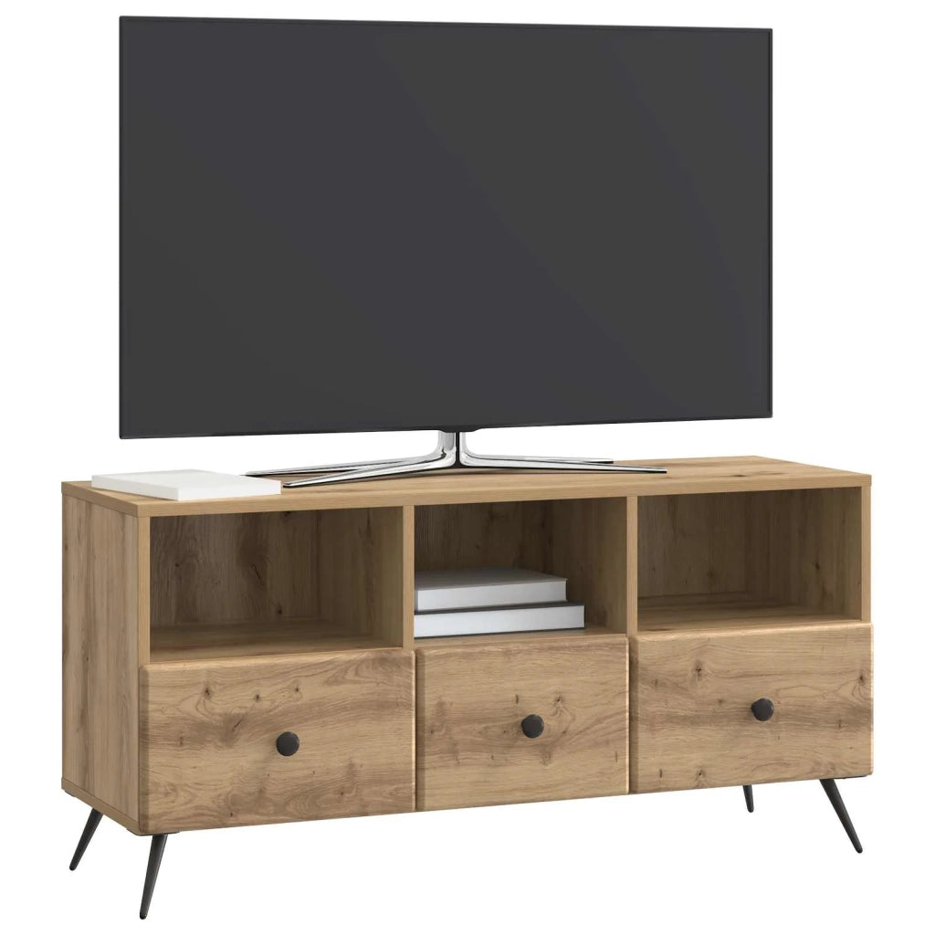 Mobile TV con cassetto-Credenza per TV Rovere Artigianale 102 x 34,5 x 50 cm 618721