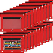 Pouch Binder Premium con Cerniera con Ritstof - Cassetta per Matite per Scuola - Rosso