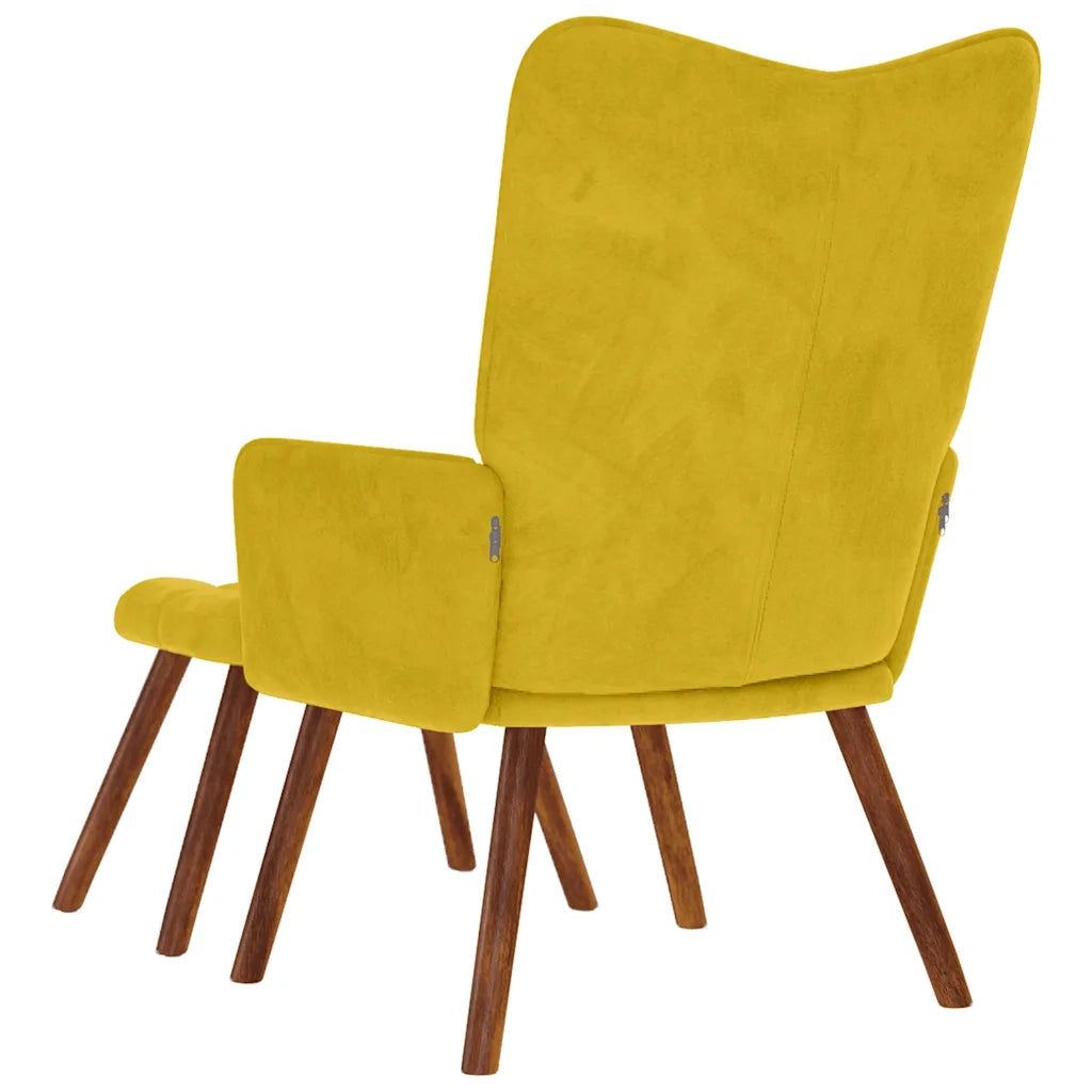 Poltrona Relax con Sgabello in Velluto Giallo 4016828