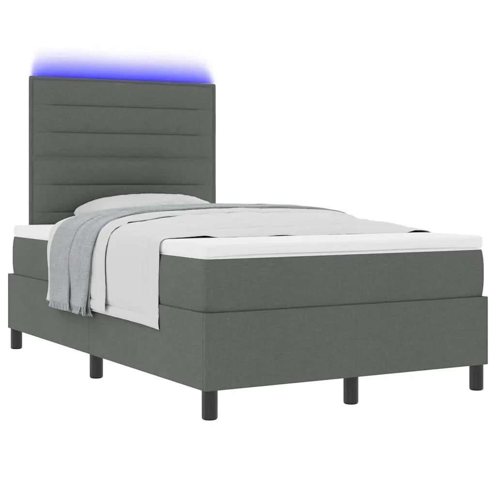 Letto a molle con materasso Grigio scuro 120 x 190 cm Tessuto
