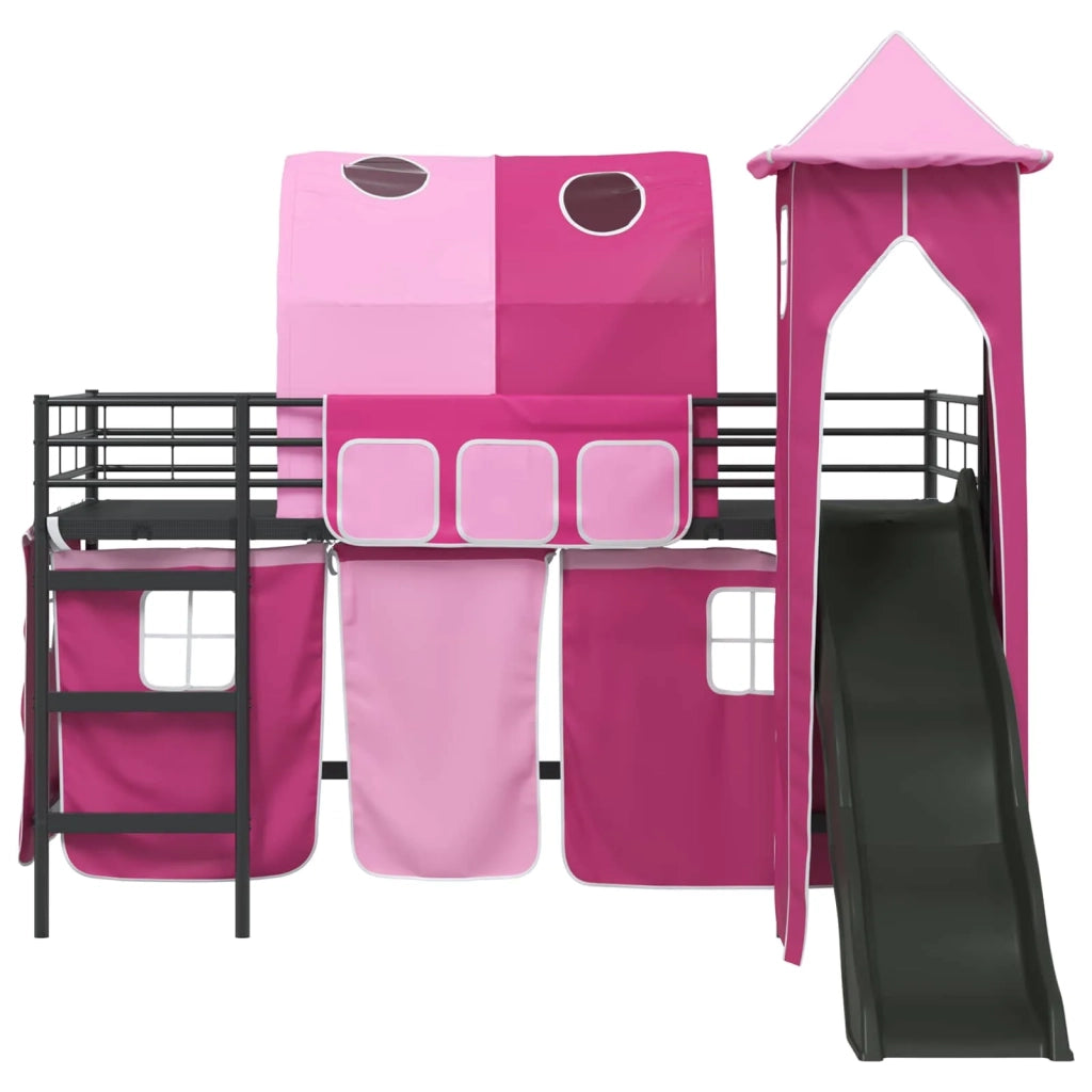Struttura del letto loft per bambini Nero e rosa 100 x 200 cm 42020890