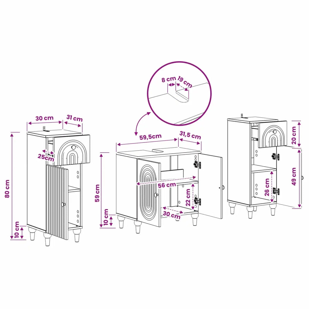 Set di Armadi da Bagno da 2 Pezzi ALKMAAR Rovere Artigianale 3417998