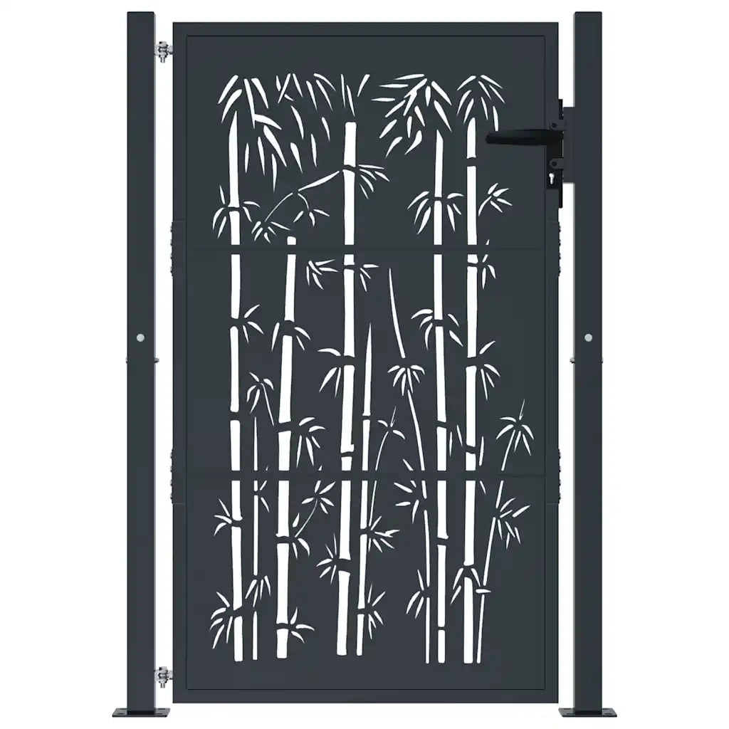 Cancello da giardino antracite 100x150 cm in acciaio e bambù 153181