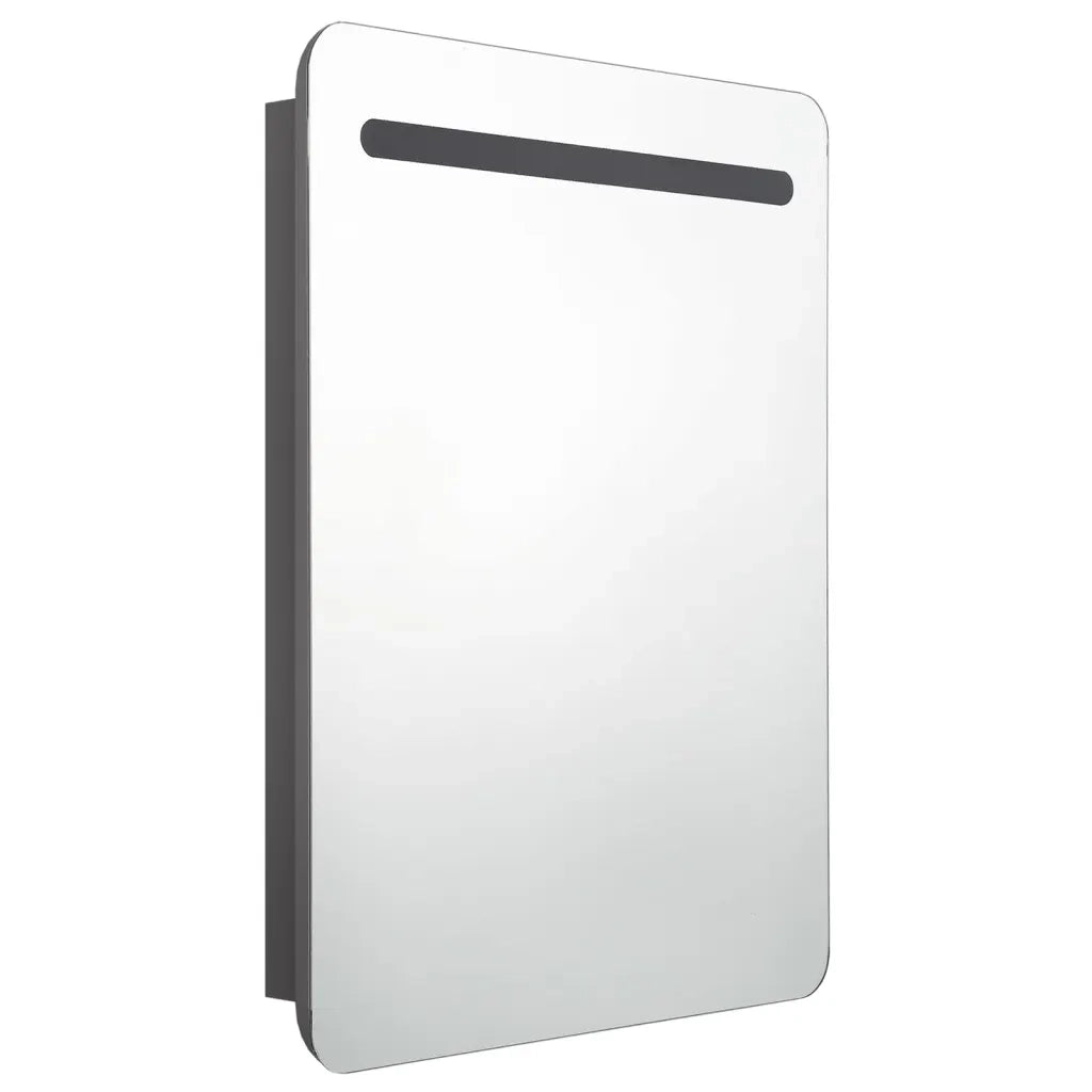 Armadietto Bagno | Armadio da bagno con Specchio e LED Grigio 60x11x80 cm