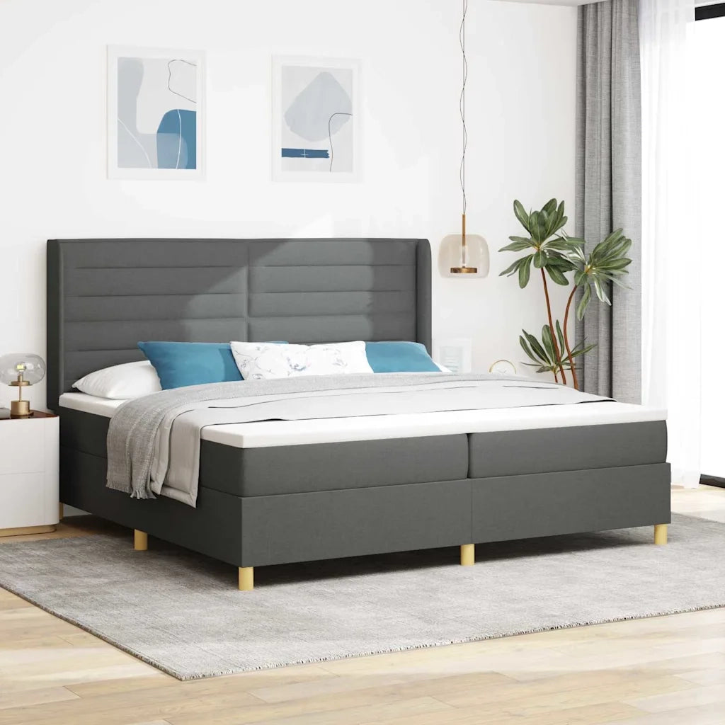 Letto a molle con materasso Grigio scuro 200 x 200 cm Tessuto 3341792