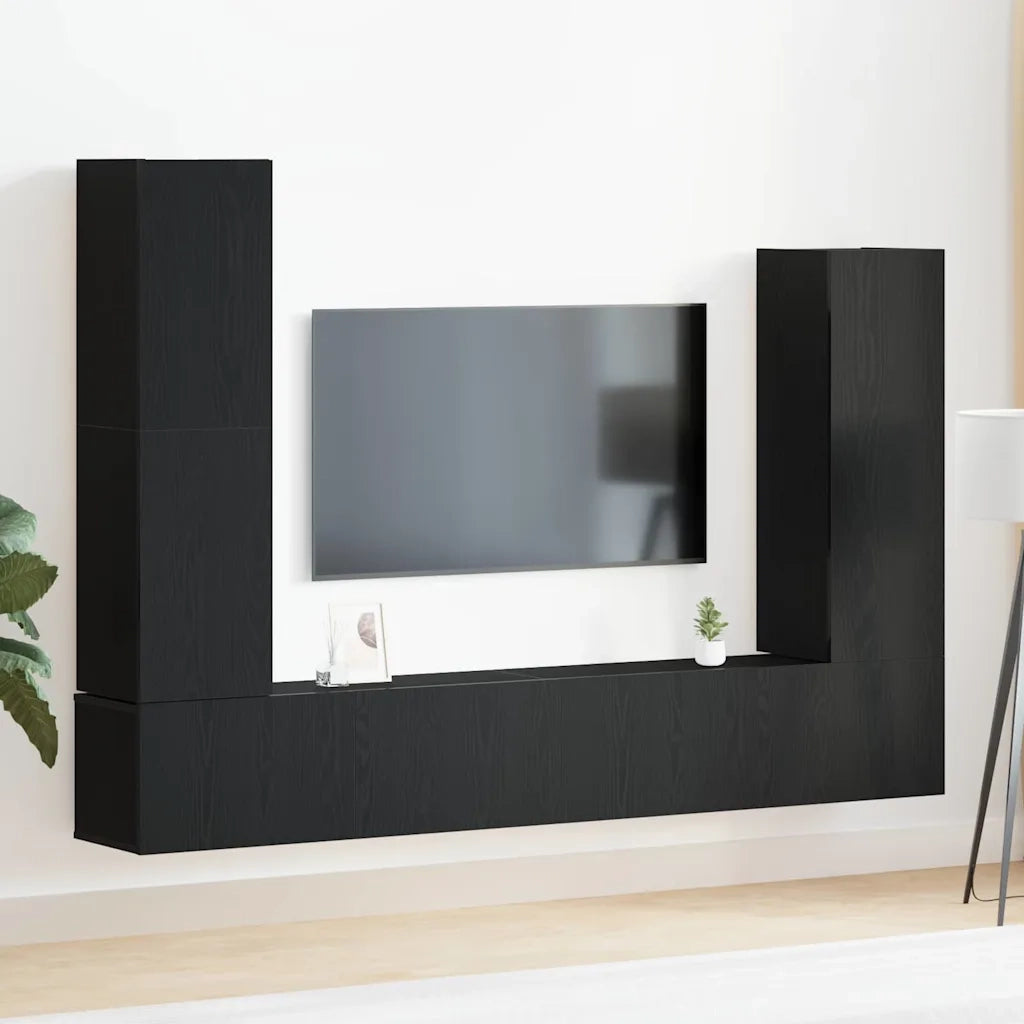 Set mobile TV 6 pcs Rovere Nero Legno multistrato 3333060