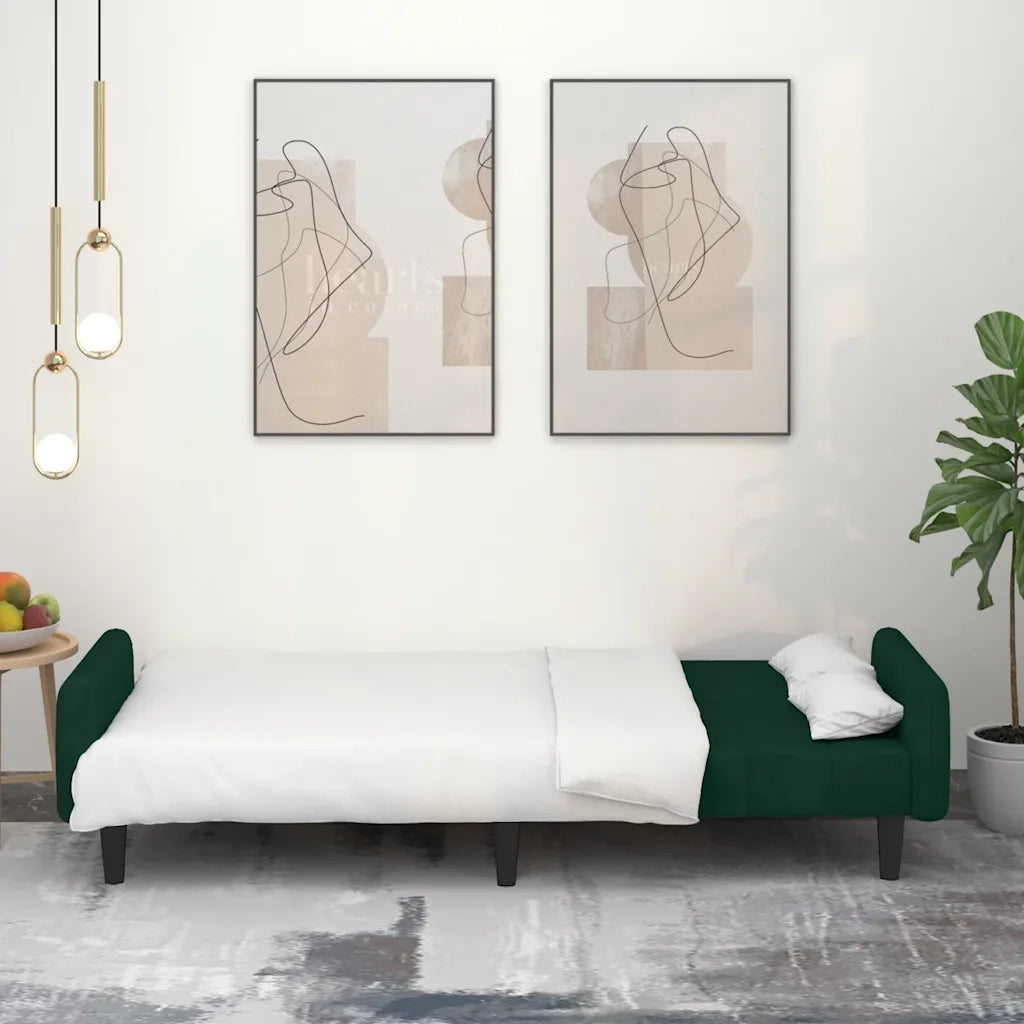 Divano letto | Sof¨¤ letto | Letto singolo a 2 Posti Verde Scuro in Velluto