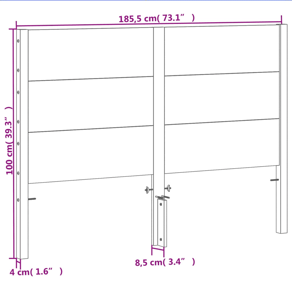 Testiera-Testata-Testiera Decorativa Marrone Cera 180 cm in Legno Massello di Pino 969351