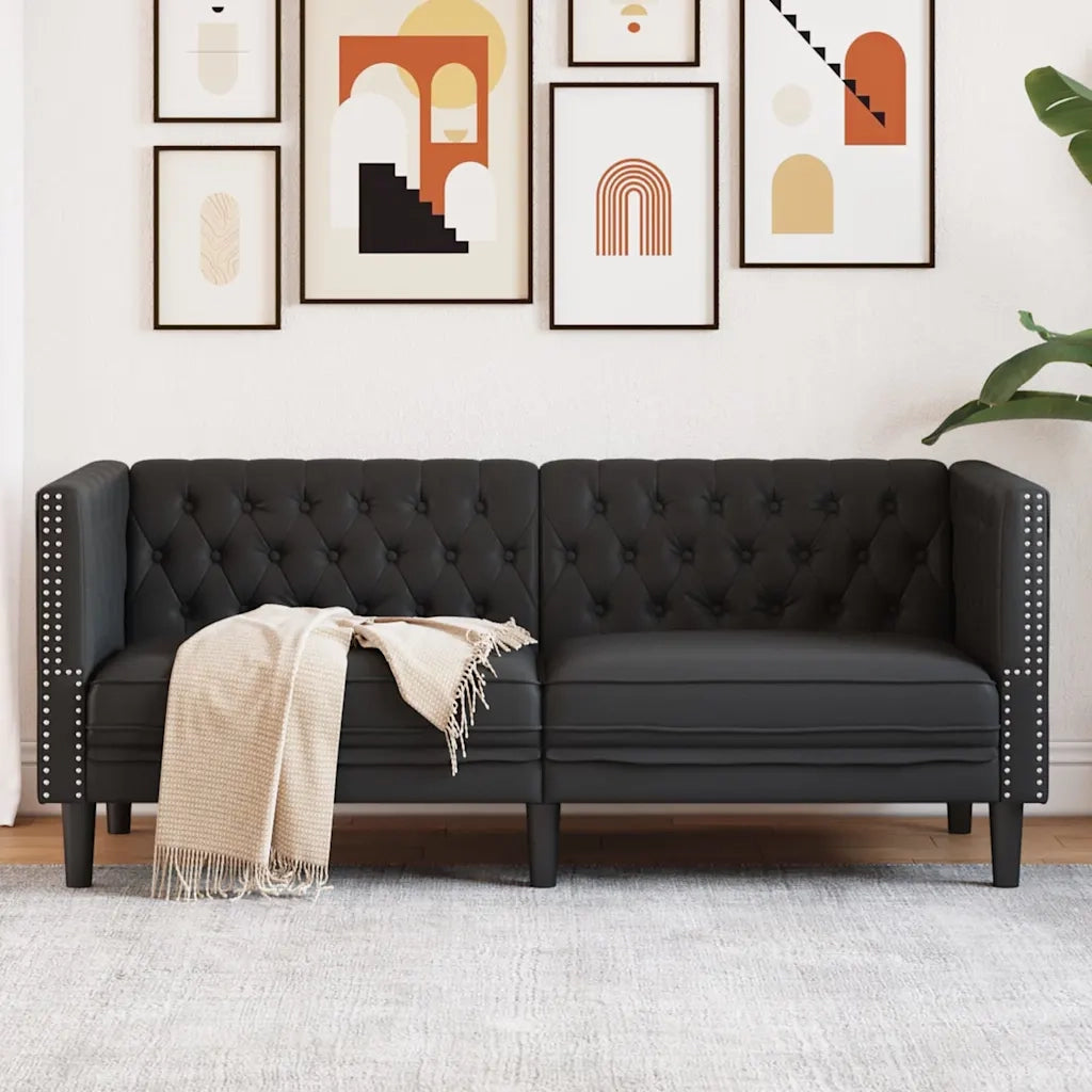 Divano | Divano da soggiorno | Sofa Chesterfield Nero in Similpelle