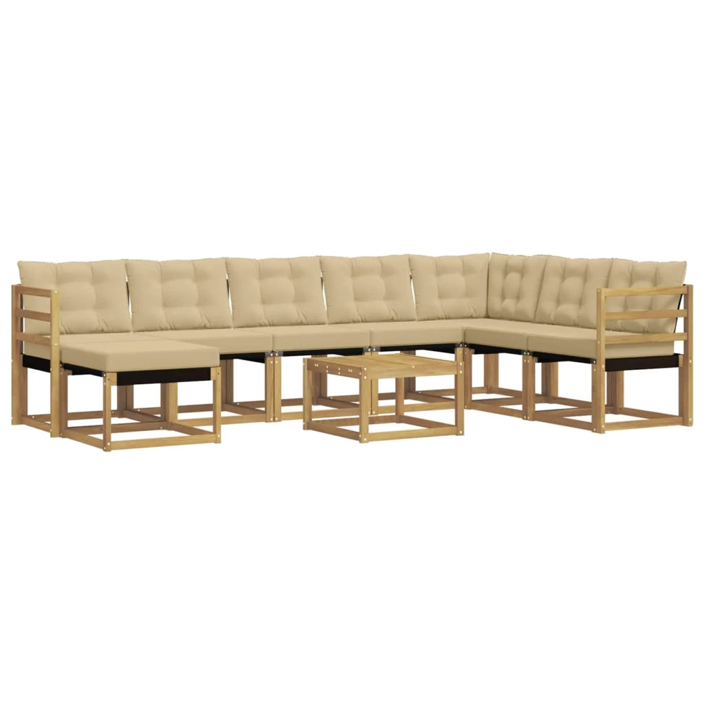 Set di divani da esterno con cuscino 9 pcs Bianco e Beige 3389779