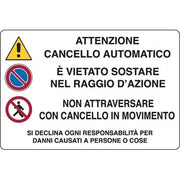 TARGA SEGNALETICA ATTENZIONE CANCELLO AUTOMATICO - PP CM 30X20- 10 pezzi