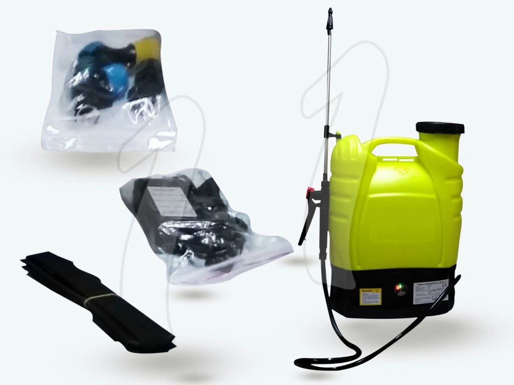 POMPA A ZAINO SPALLA MANUALE E A BATTERIA 12 V 16 LITRI IRRORATORE SPRUZZATORE