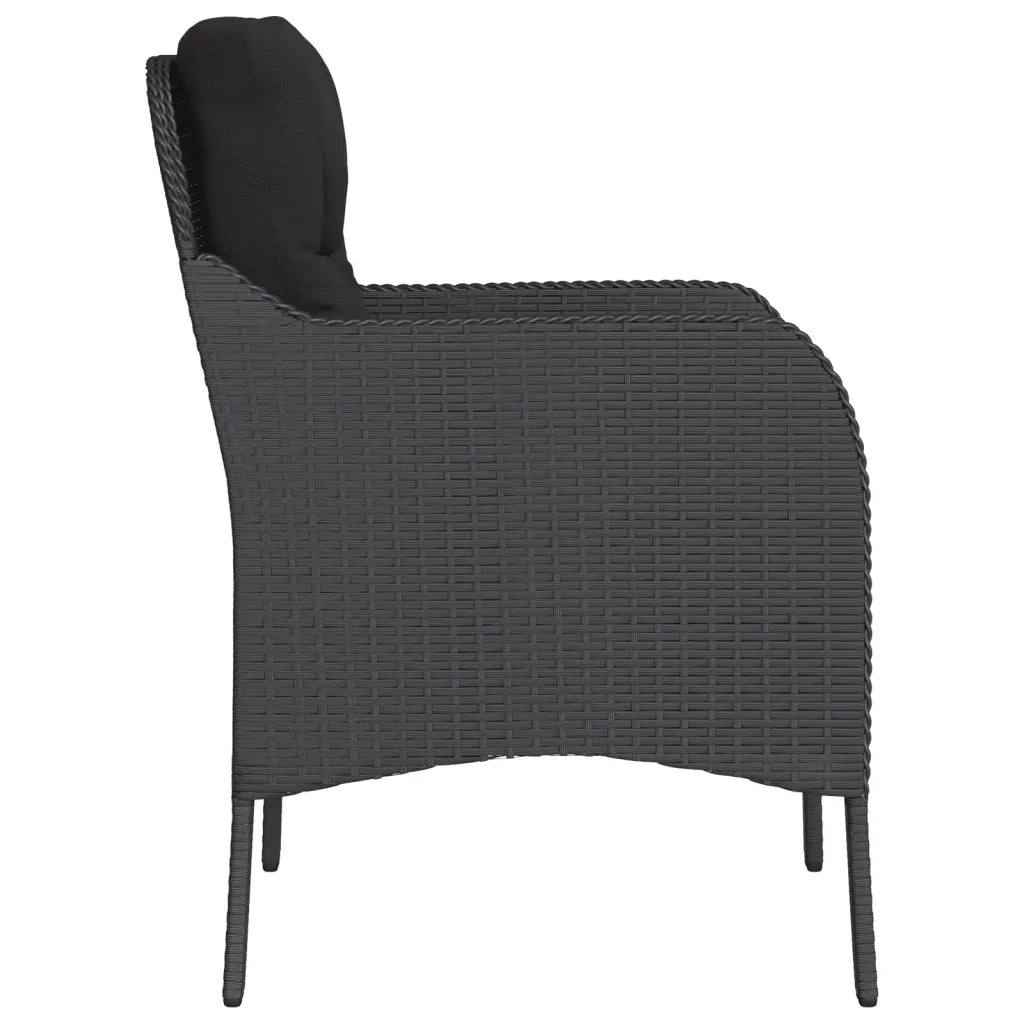 Sedie da Giardino con Cuscini 2 pz Nere in Polyrattan 365145
